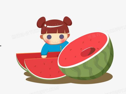 小朋友吃瓜的画